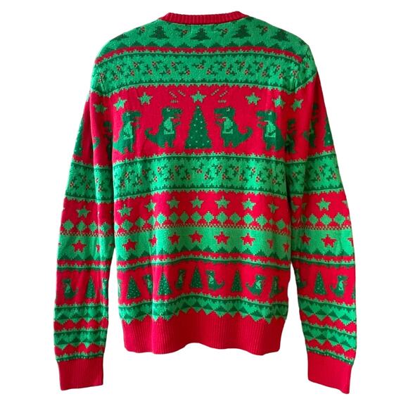 Alex Stevens 8 Bit Digital Dinosaur Ugly Christmas Sweater Size Medium - Picture 3 of 5